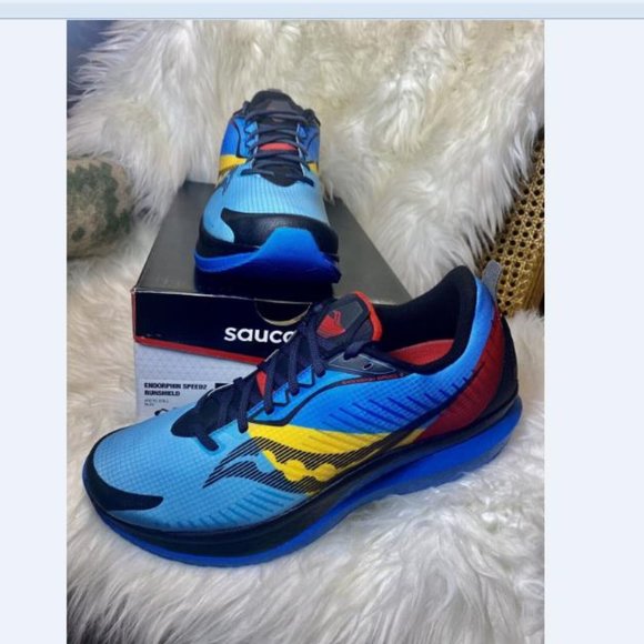 Saucony Men Hiking Shoes Endorphin Speed Outdoor Jogging Sneaker 11.5 Blue New - Picture 2 of 9